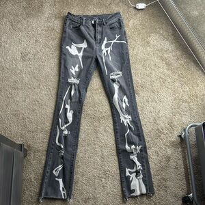 High Waisted Graphic Ripped Jeans